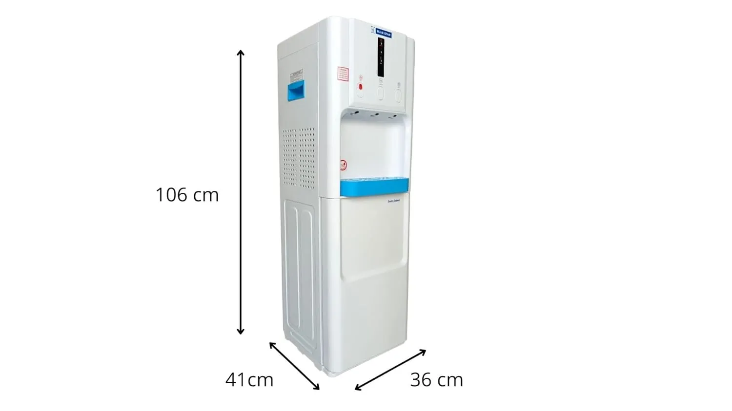 Blue Star BWD3FMRUA  Bottled Water Dispenser 3 Tap (Hot, Cold, Normal) | 5 Liter/Hour Water Capacity, Carbon Block, White