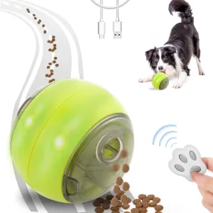Interactive Dog Toy Ball - Automatic Rolling with Remote Control, Treat Dispenser, Durable Design for Small/Medium/Large Dogs & Cats (Green)